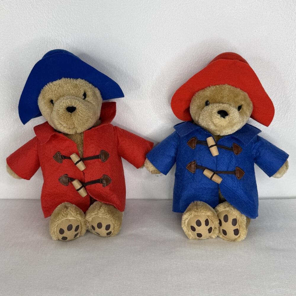 Paddington Bear Plush Rainbow Designs Lot Small Red Blue Coat Stuffed Toy
